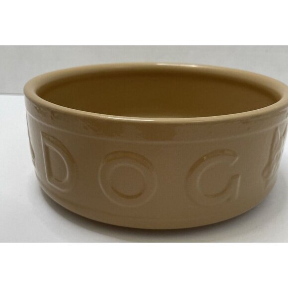 Mason Cash Embossed 8" Heavy Crock Ceramic Dog Bowl Food or Water Tan - EUC - Picture 4 of 8